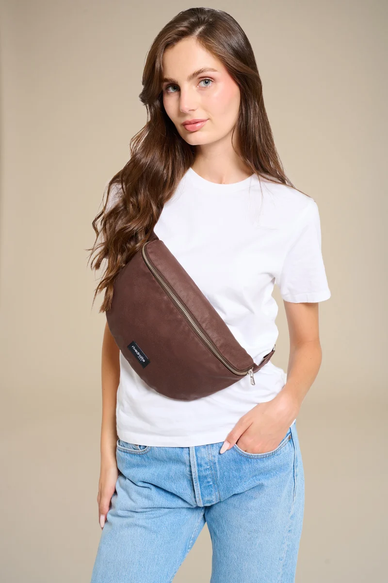 Custine le sac banane - Coton recyclé ciré Marron Chocolat