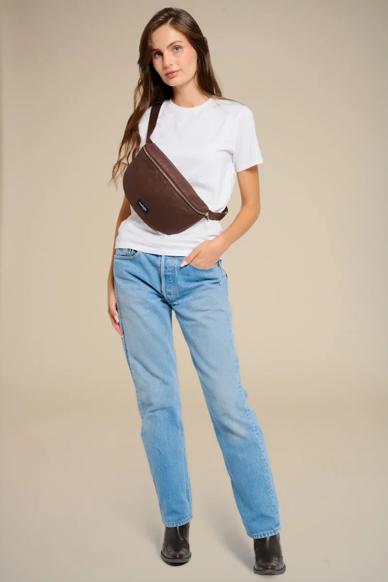 Custine le sac banane - Coton recyclé ciré Marron Chocolat