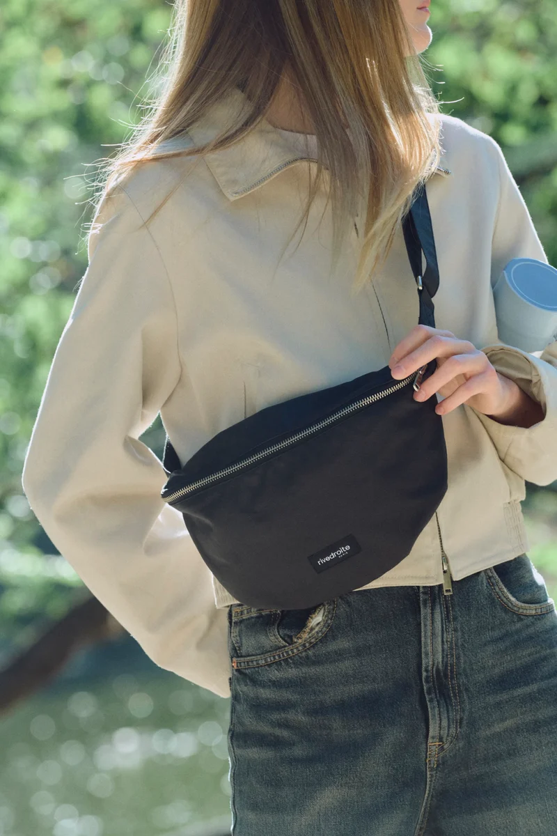 Custine le sac banane - Coton recyclé ciré Noir