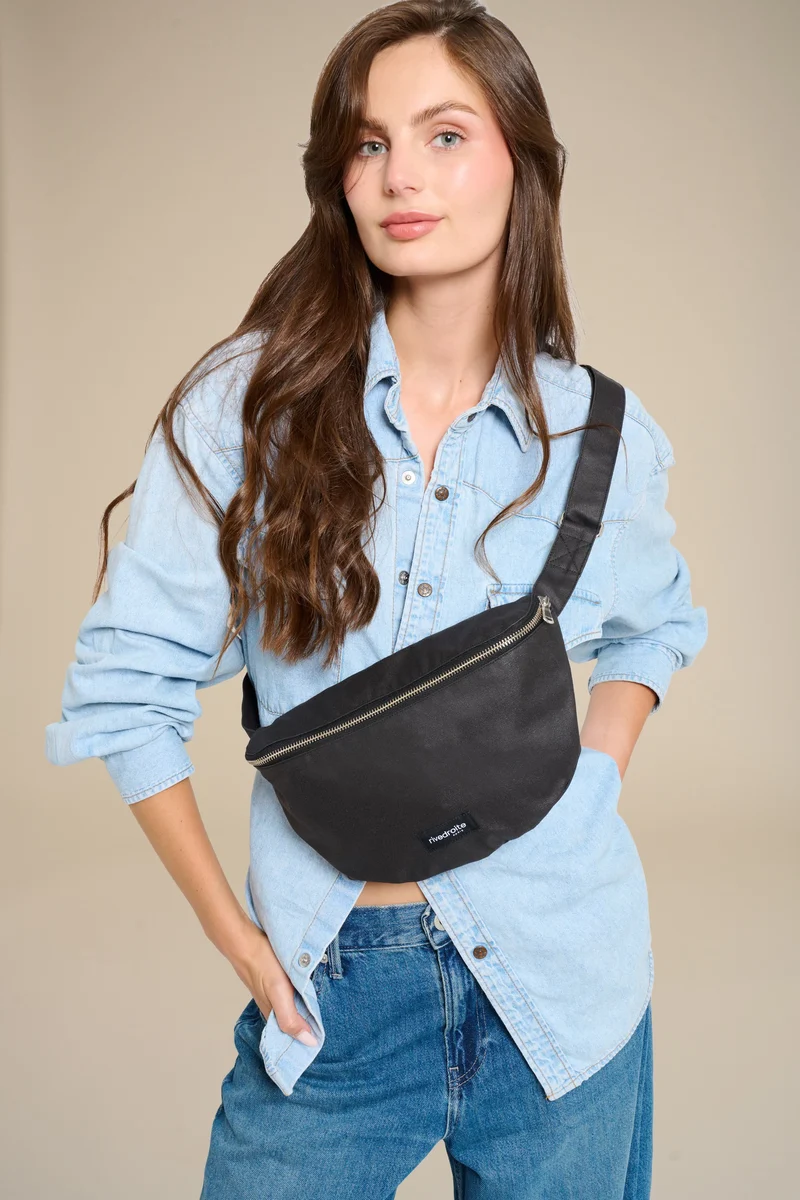 Custine le sac banane - Coton recyclé ciré Noir