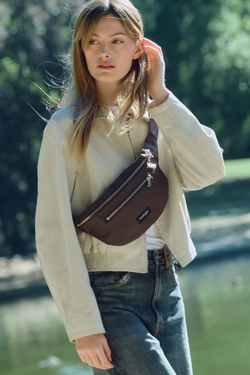 Orsel le sac banane - Coton recyclé ciré Marron Chocolat