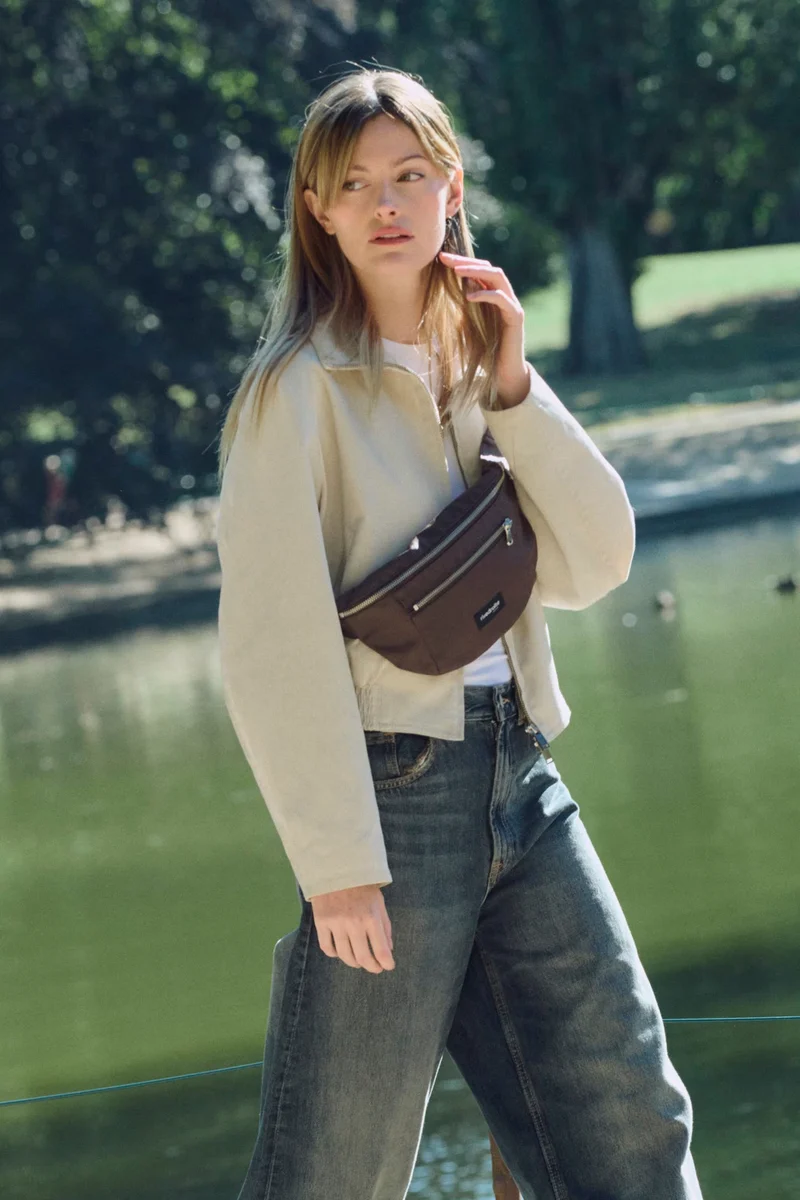Orsel le sac banane - Coton recyclé ciré Marron Chocolat