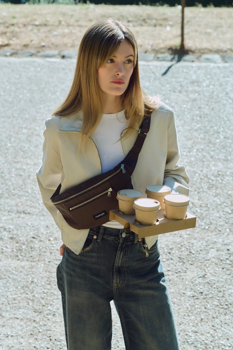 Orsel le sac banane - Coton recyclé ciré Marron Chocolat