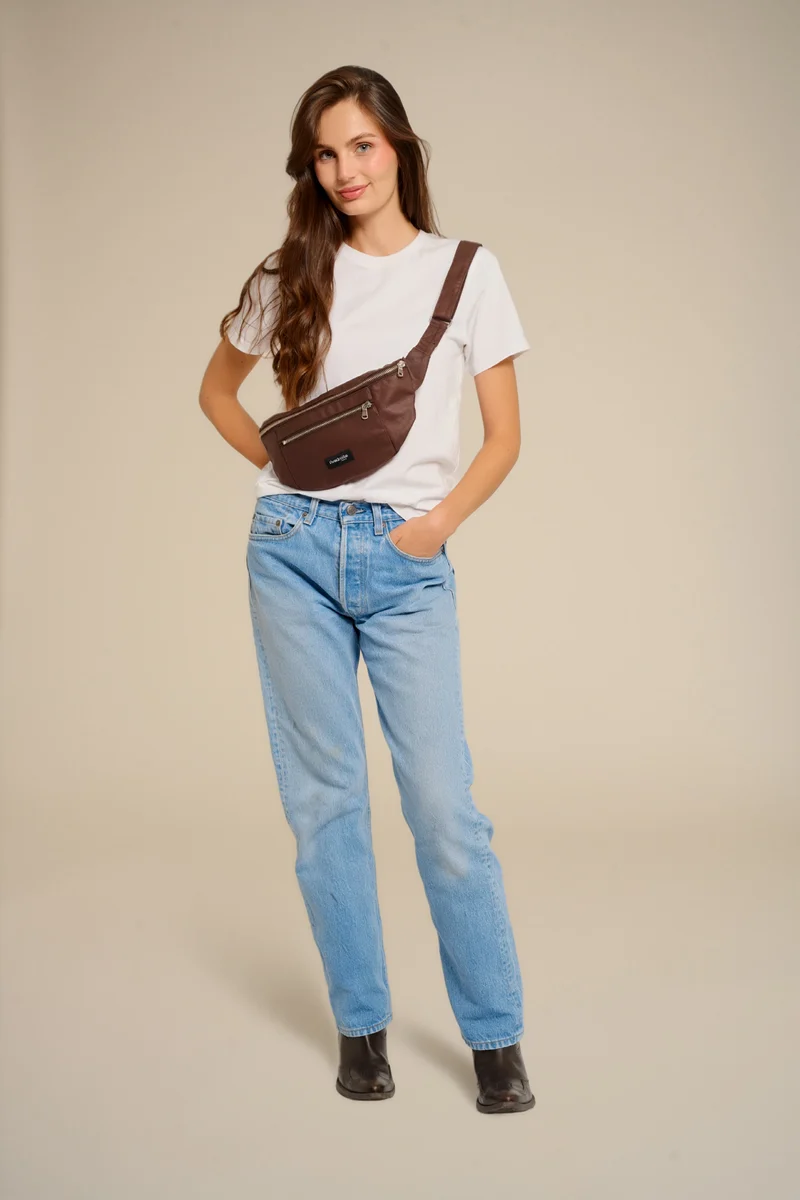 Orsel le sac banane - Coton recyclé ciré Marron Chocolat