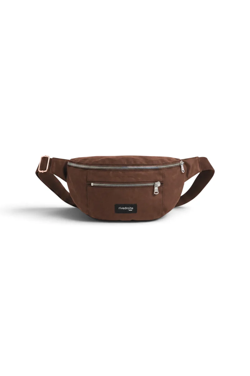 Orsel le sac banane - Coton recyclé ciré Marron Chocolat