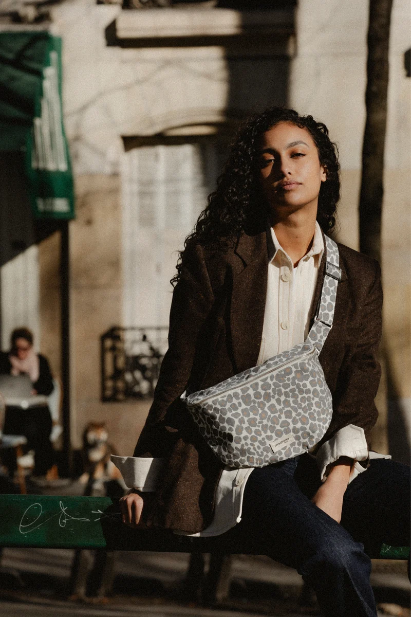 Custine XL le sac banane - Polycoton recyclé Léopard Gris