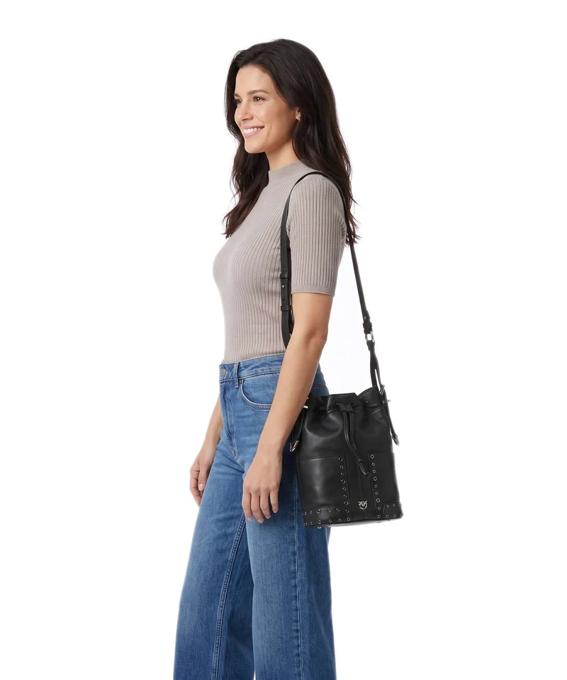 Pinko Mini Sac seau nero/limousine/shiny nickel