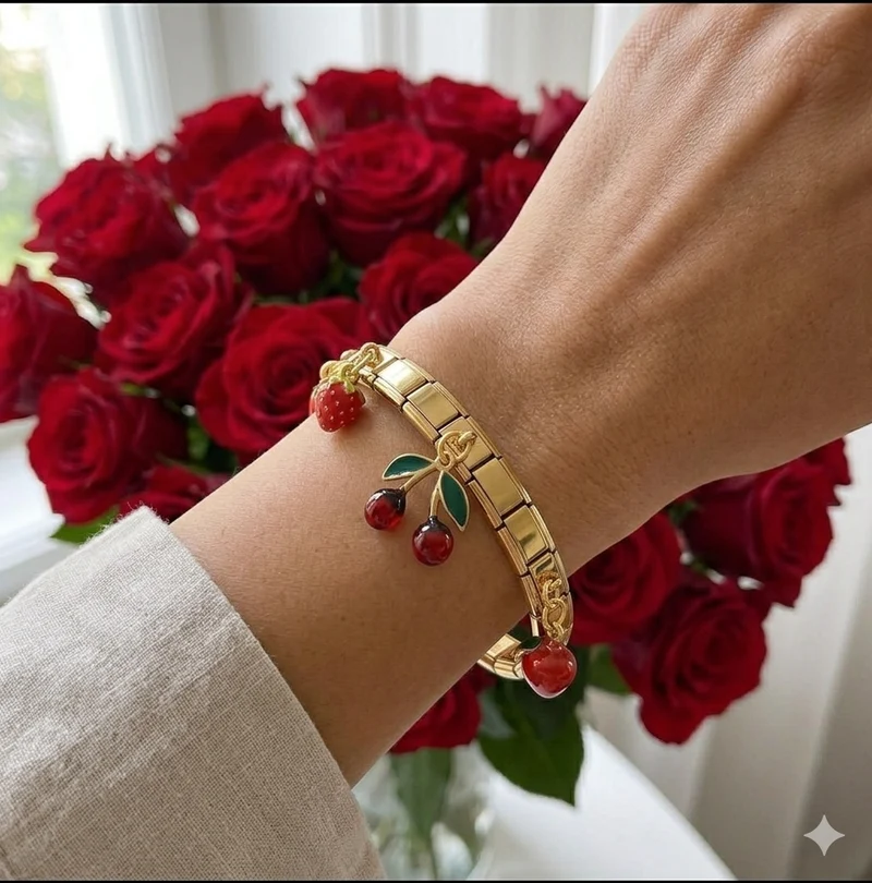 Bracelet Charm’s en Acier Inoxydable – Bracelet Tendance avec 4 Charms