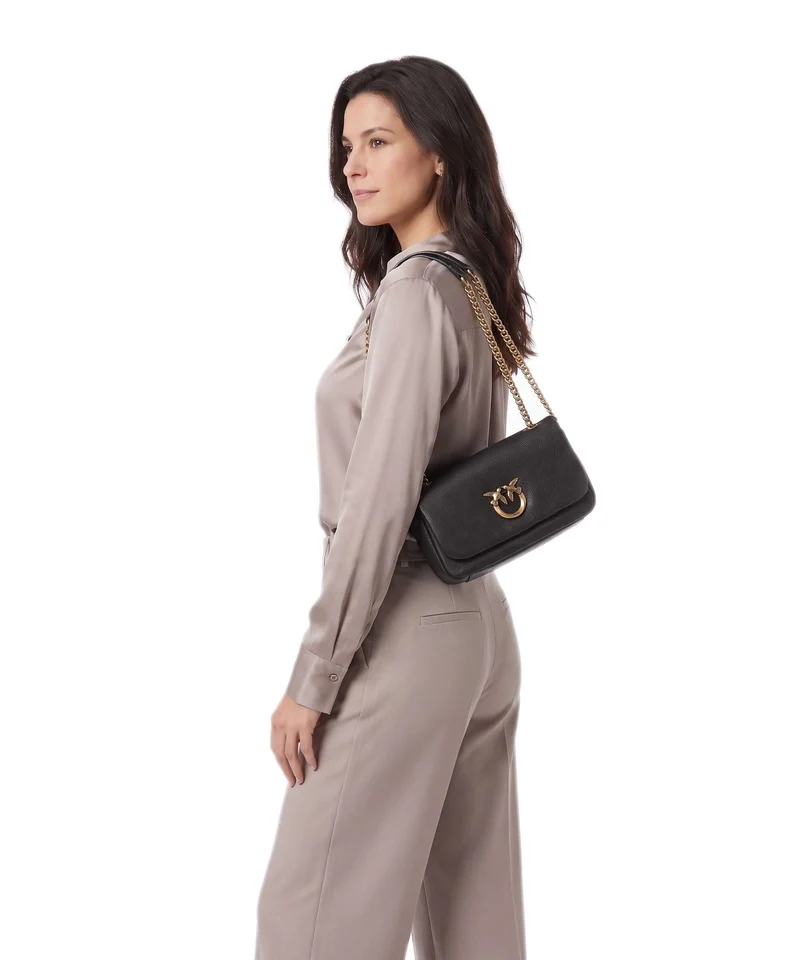Pinko Click Soft Horizontal Chain Sac porté épaule marrone marasca/antique gold