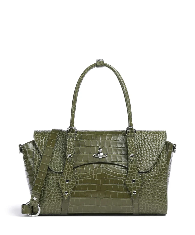 Vivienne Westwood Bettina Embossed Croc Medium Cabas khaki