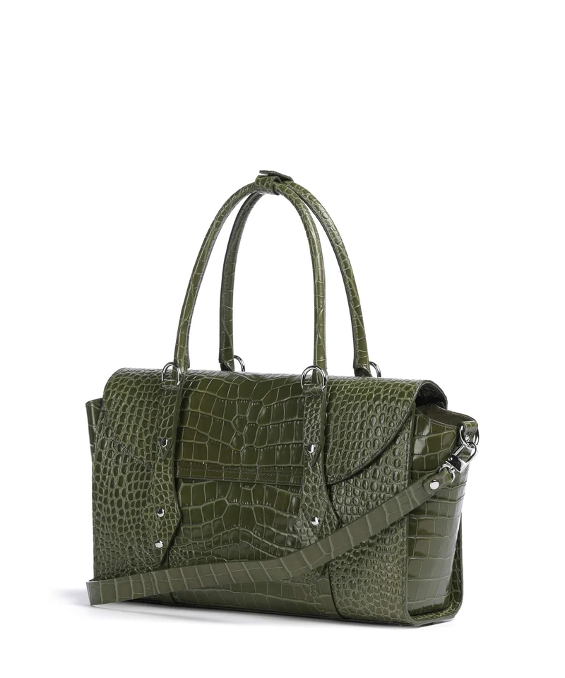 Vivienne Westwood Bettina Embossed Croc Medium Cabas khaki