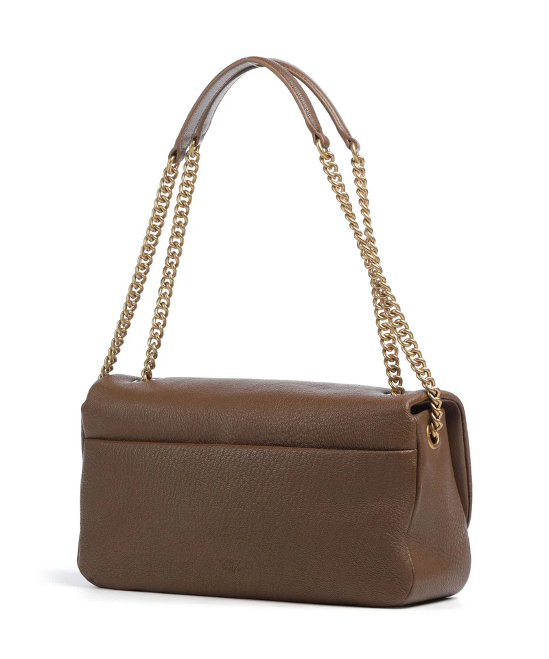 Pinko Click Soft Horizontal Chain Sac porté épaule marrone cognac/antique gold