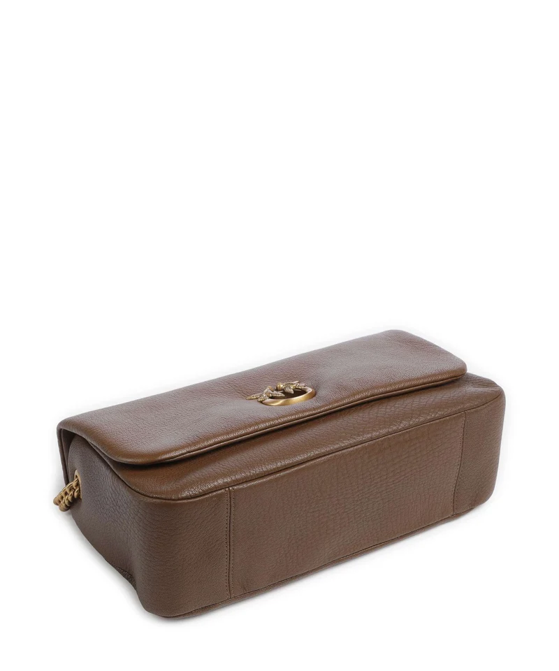Pinko Click Soft Horizontal Chain Sac porté épaule marrone cognac/antique gold