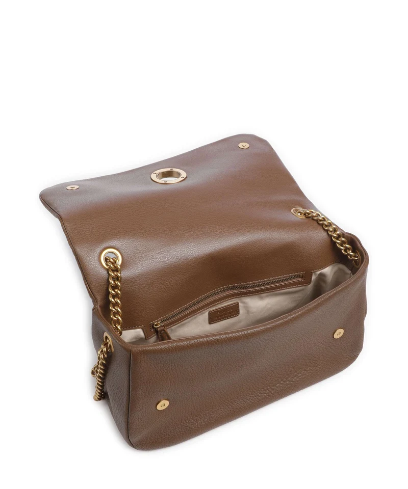 Pinko Click Soft Horizontal Chain Sac porté épaule marrone cognac/antique gold