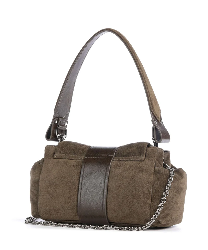 Vivienne Westwood Hazel Treasure Suede Sac porté épaule khaki