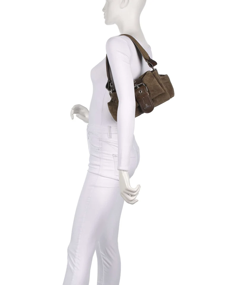 Vivienne Westwood Hazel Treasure Suede Sac porté épaule khaki