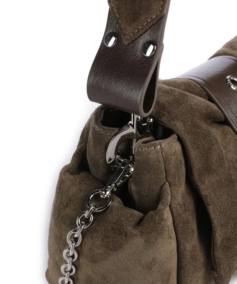 Vivienne Westwood Hazel Treasure Suede Sac porté épaule khaki