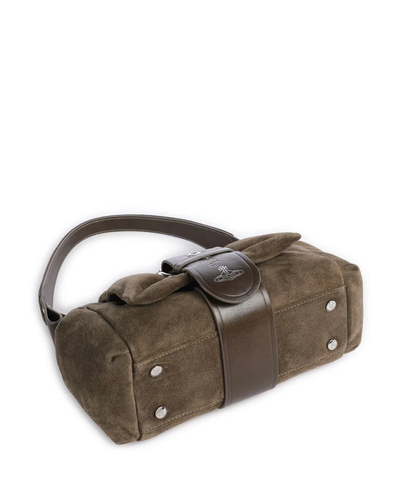 Vivienne Westwood Hazel Treasure Suede Sac porté épaule khaki