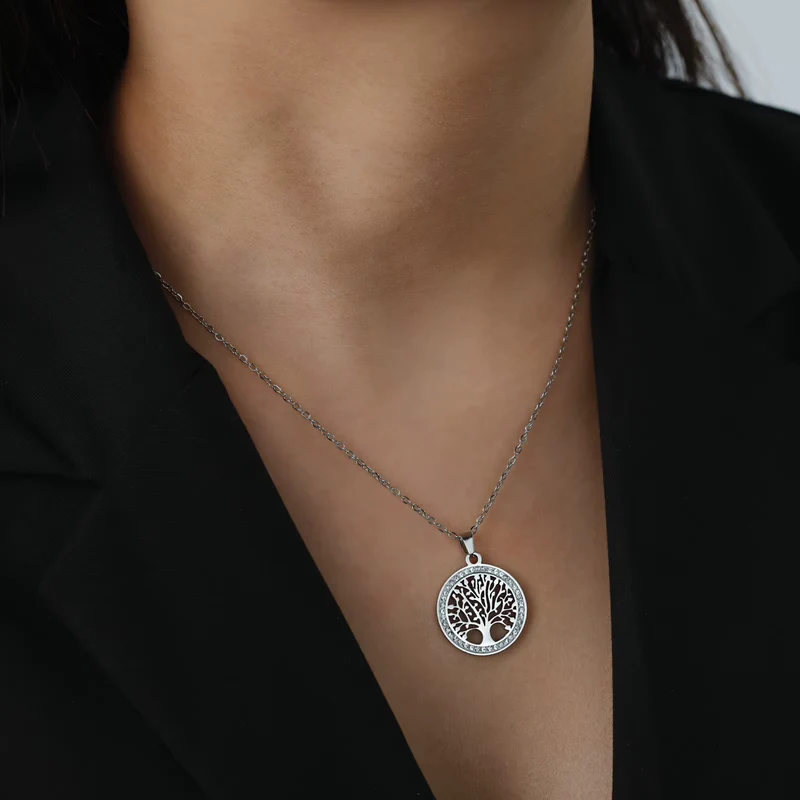 Collier Arbre De Vie Argenté | Étincelant