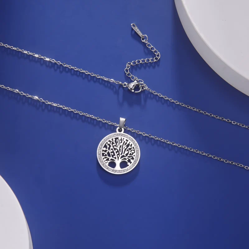 Collier Arbre De Vie Argenté | Étincelant