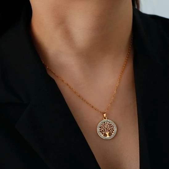 Collier Arbre De Vie Doré | Harmonie Naturelle