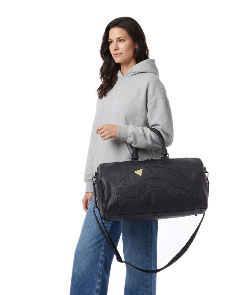 Sprayground Blacked Out Embossed Gold Tooth Sac week-end black