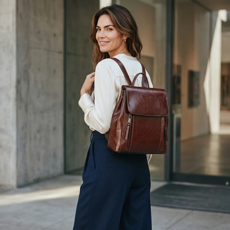Sac à Dos Cuir Femme Vintage à Bandoulière
