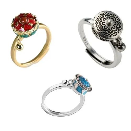 Bague d'Anxiété Rotative Pour Femme Bouddhiste