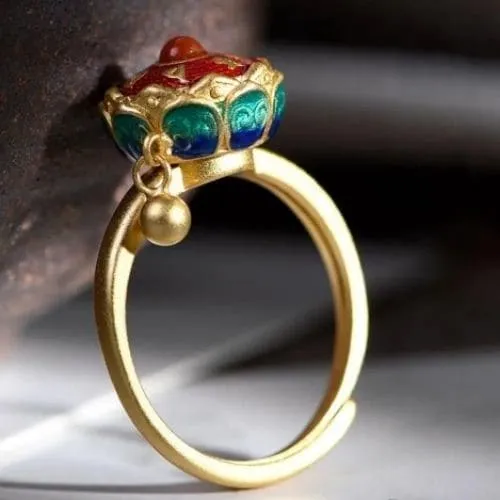 Bague d'Anxiété Rotative Pour Femme Bouddhiste