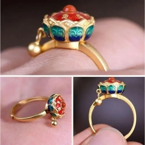 Bague d'Anxiété Rotative Pour Femme Bouddhiste
