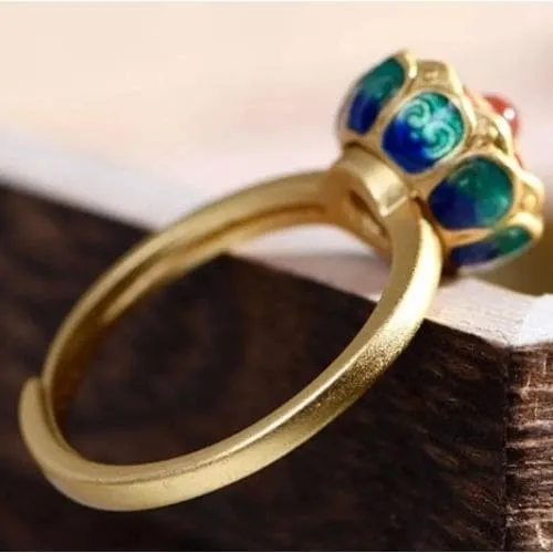 Bague d'Anxiété Rotative Pour Femme Bouddhiste