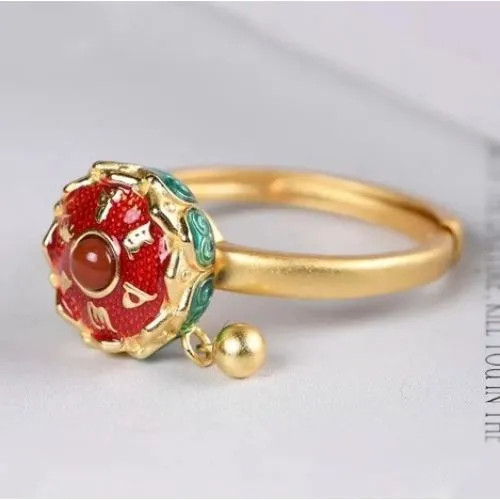 Bague d'Anxiété Rotative Pour Femme Bouddhiste