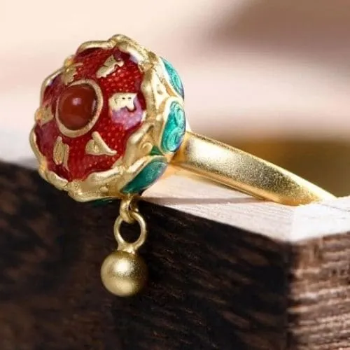 Bague d'Anxiété Rotative Pour Femme Bouddhiste