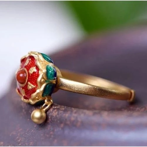 Bague d'Anxiété Rotative Pour Femme Bouddhiste