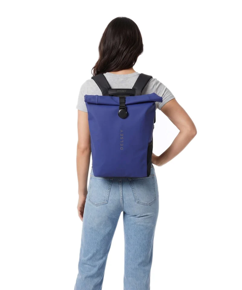 Delsey Paris Turenne Soft Sac à dos roll-top electric blue