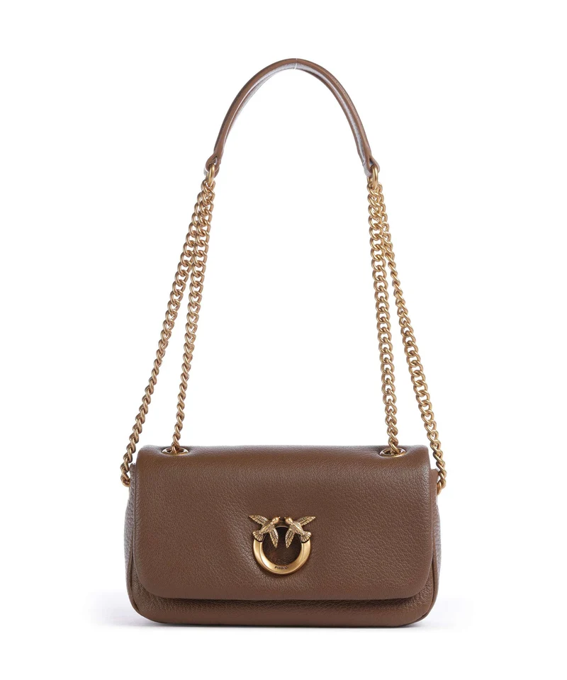 Pinko Click Soft Horizontal Chain Sac porté épaule marrone cognac/antique gold