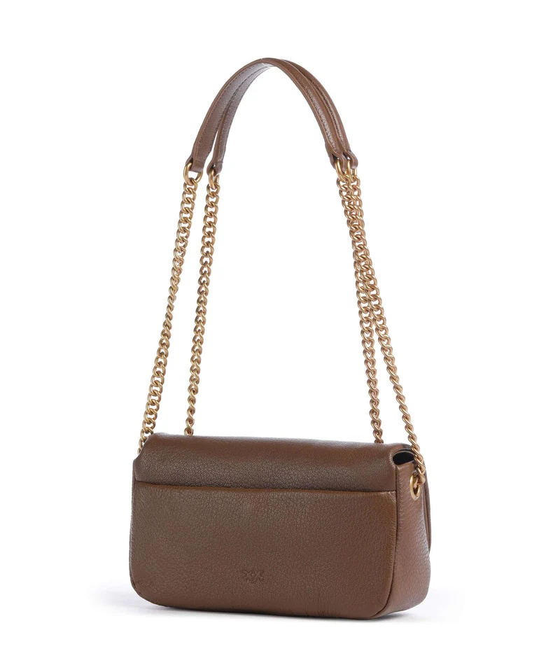 Pinko Click Soft Horizontal Chain Sac porté épaule marrone cognac/antique gold