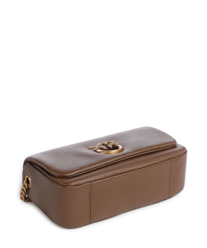 Pinko Click Soft Horizontal Chain Sac porté épaule marrone cognac/antique gold