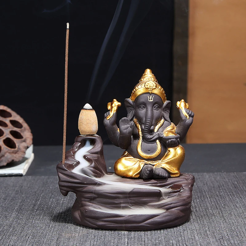 porte encens Ganesh à reflux en céramique | Ganeshay™