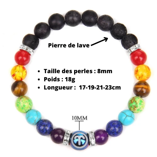 Bracelet 7 chakras, Zodiac | Djeili™