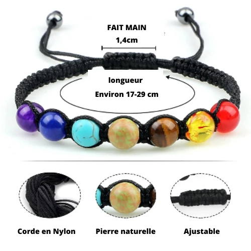 Bracelet 7 chakras vraies pierres perlé Reiki | Sweimi™