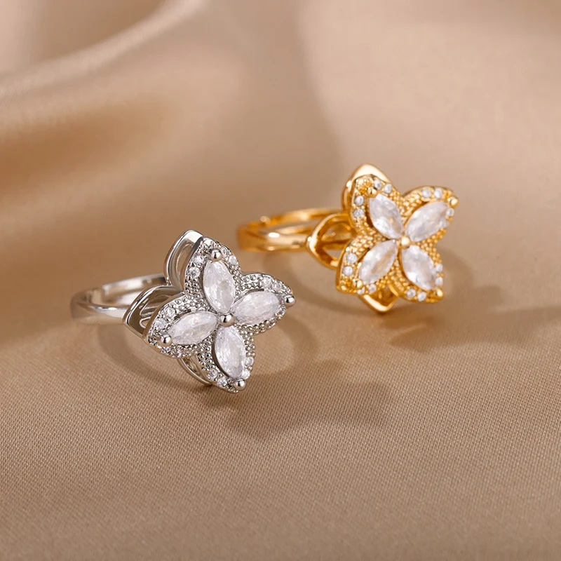 Bague anti stress femme avec trèfles rotatifs | anno™