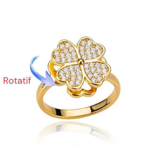Bague anti stress femme avec trèfles rotatifs | anno™