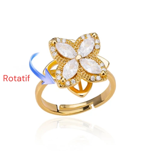 Bague anti stress femme avec trèfles rotatifs | anno™
