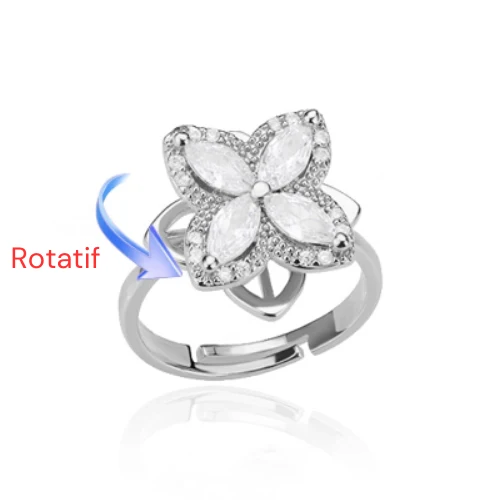 Bague anti stress femme avec trèfles rotatifs | anno™