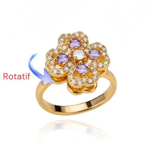 Bague anti stress femme avec trèfles rotatifs | anno™