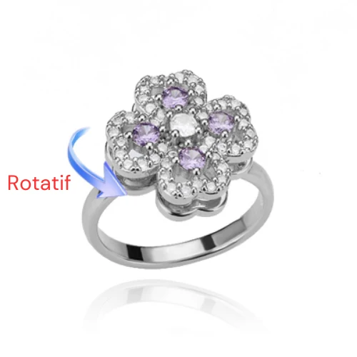 Bague anti stress femme avec trèfles rotatifs | anno™