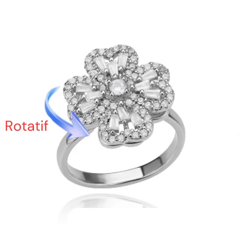 Bague anti stress femme avec trèfles rotatifs | anno™
