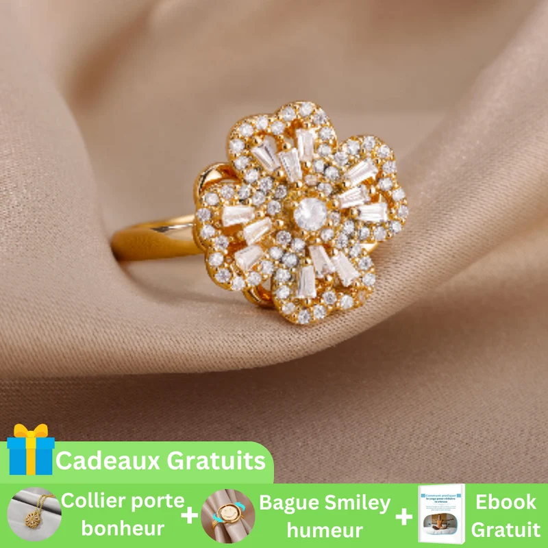 Bague anti stress femme avec trèfles rotatifs | anno™