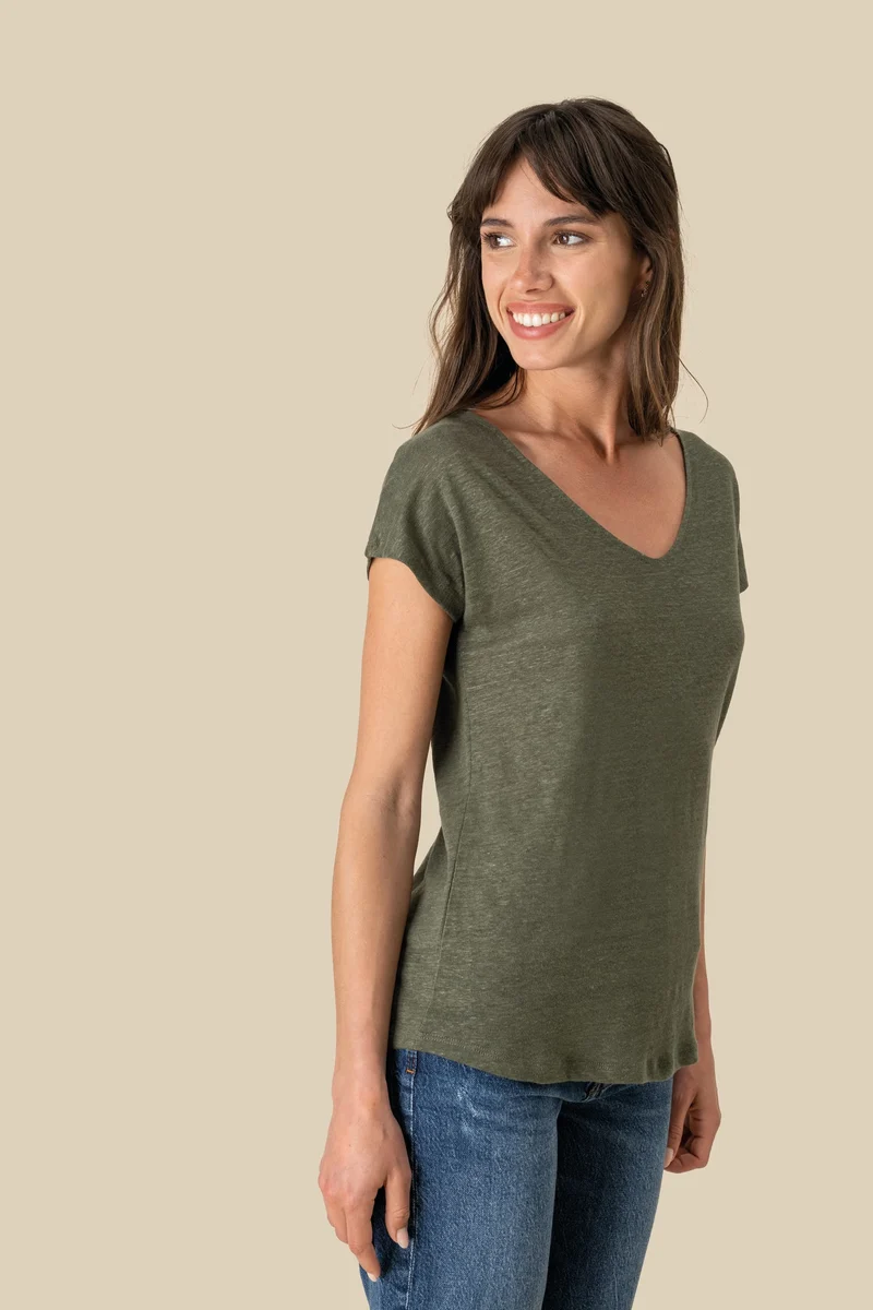 T-shirt en lin col V
